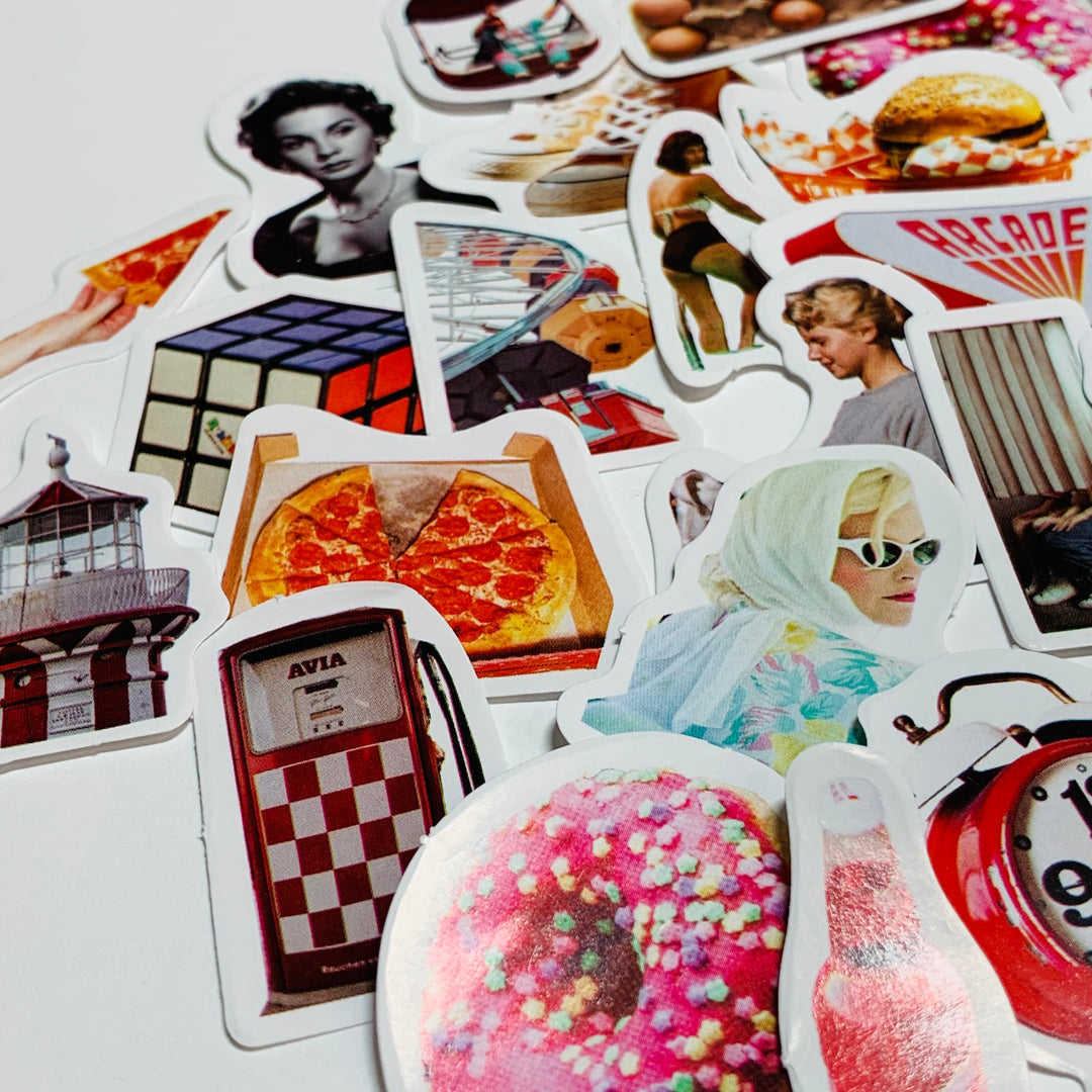 POP CULTURE MEMORIES Peelable Stickers  ~ 46 Pieces ~ Each Sticker is 38mm x 38mm