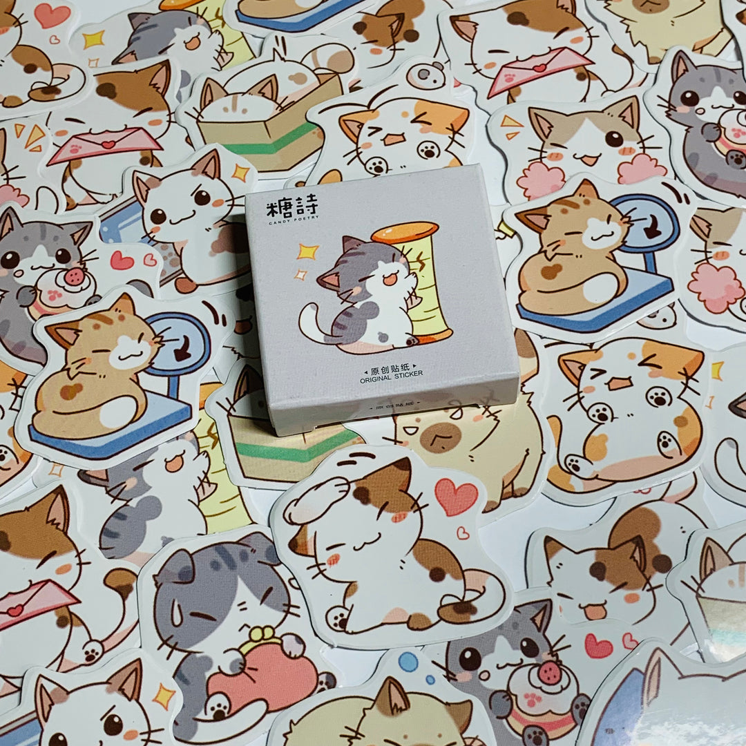 EVERYDAY LIFE Of A CAT Peelable Stickers ~ 45 Pieces ~ Each Sticker is Approximately 38mm