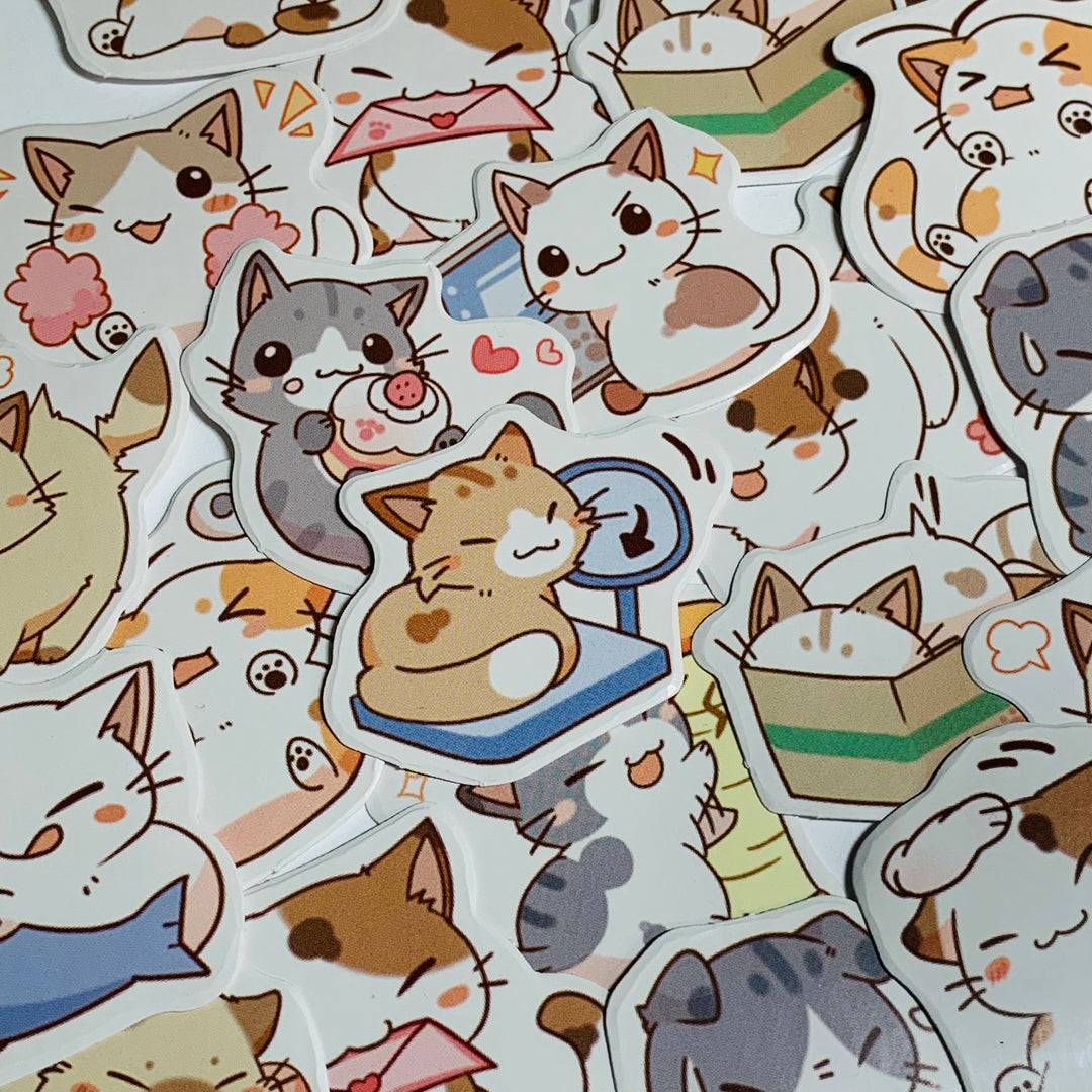 EVERYDAY LIFE Of A CAT Peelable Stickers ~ 45 Pieces ~ Each Sticker is Approximately 38mm