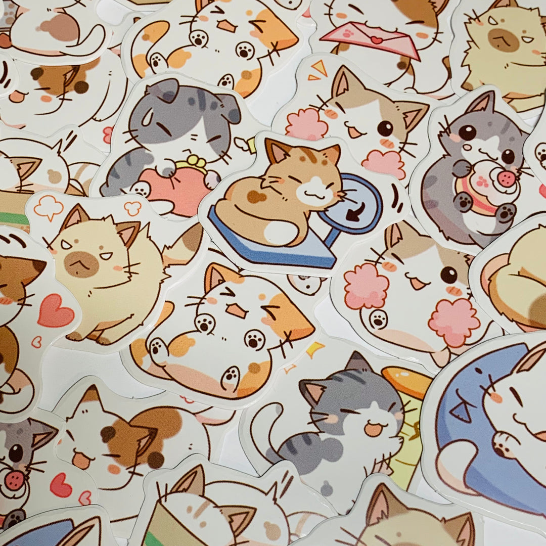 EVERYDAY LIFE Of A CAT Peelable Stickers ~ 45 Pieces ~ Each Sticker is Approximately 38mm