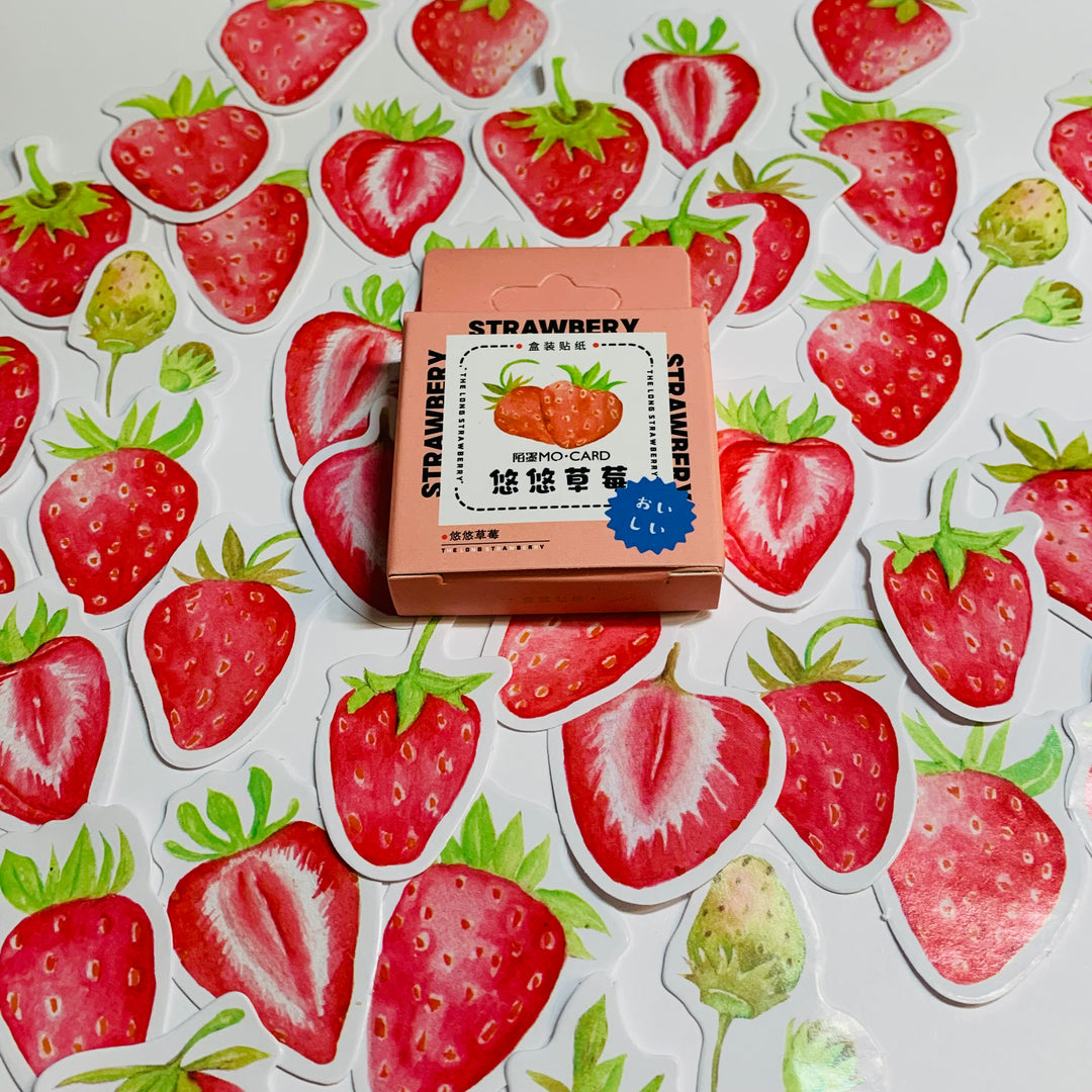 FRESH SLICED STRAWBERRIES Peelable Stickers  ~ 45 Pieces ~ Each Sticker is Approximately 38mm