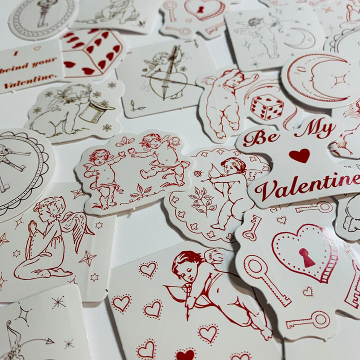 ADORABLE CHERUBS & CUPID Peelable Stickers  ~ 46 Pieces ~ Each Sticker is Approximately 38mm