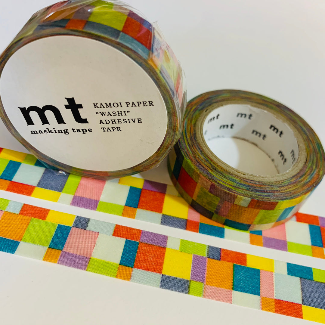 PRIMARY PATCHWORK PLAID Mt Washi Tape ~ 1 Roll ~ 15mm x 10m (33 Feet)