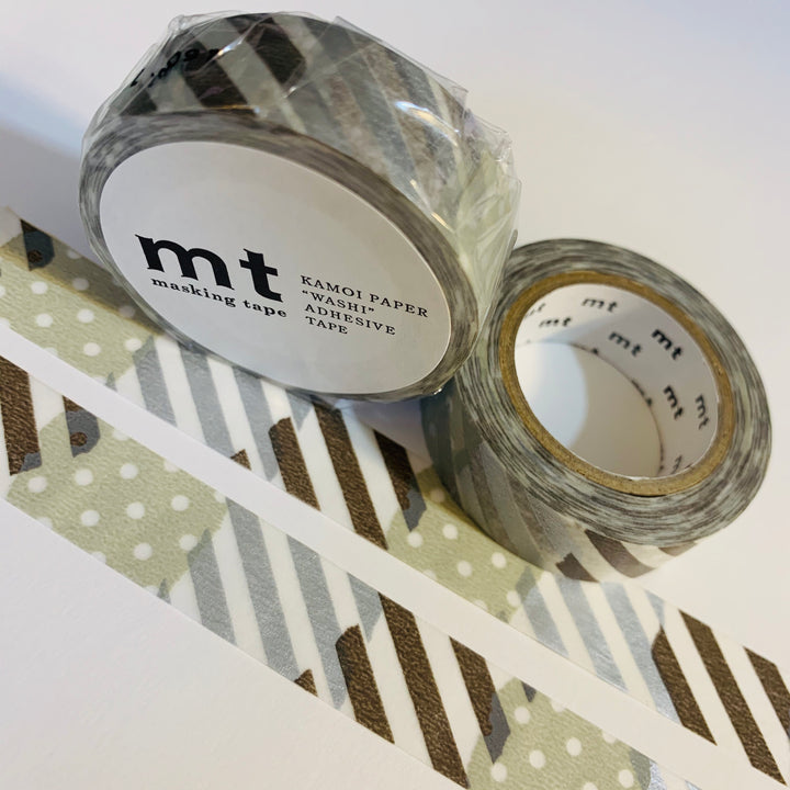 SHADES Of SILVER PATCHWORK Mt Washi Tape ~ 1 Roll ~ 15mm x 10m (33 Feet)