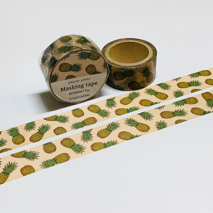 TROPICAL TOSSED PINEAPPLES Washi Tape Designed by Tam's Works For Papier Platz ~ 1 Roll ~ 20mm x 7m (23 Feet)