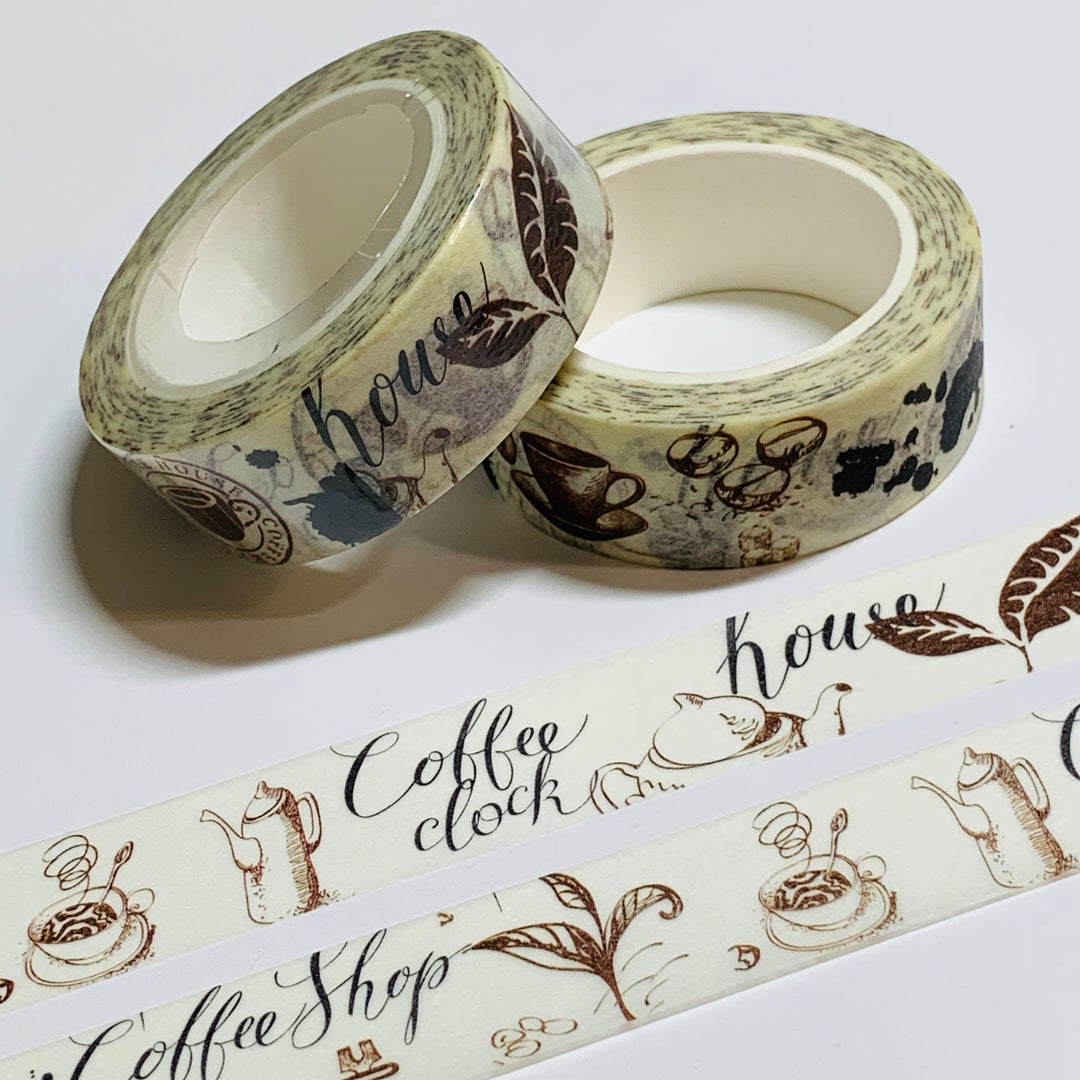 COFFEE HOUSE RITUAL Washi Tape ~ 1 Roll ~ 15mm x 10m (33 Feet)