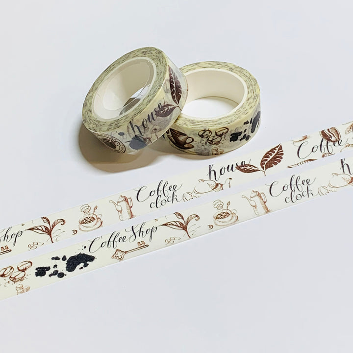 COFFEE HOUSE RITUAL Washi Tape ~ 1 Roll ~ 15mm x 10m (33 Feet)