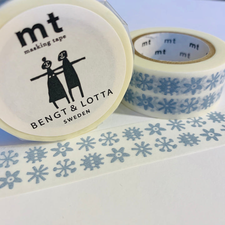 BLUE SNOW FLOWERS Designed By Bengt & Lotta MT Washi Tape - 1 Roll