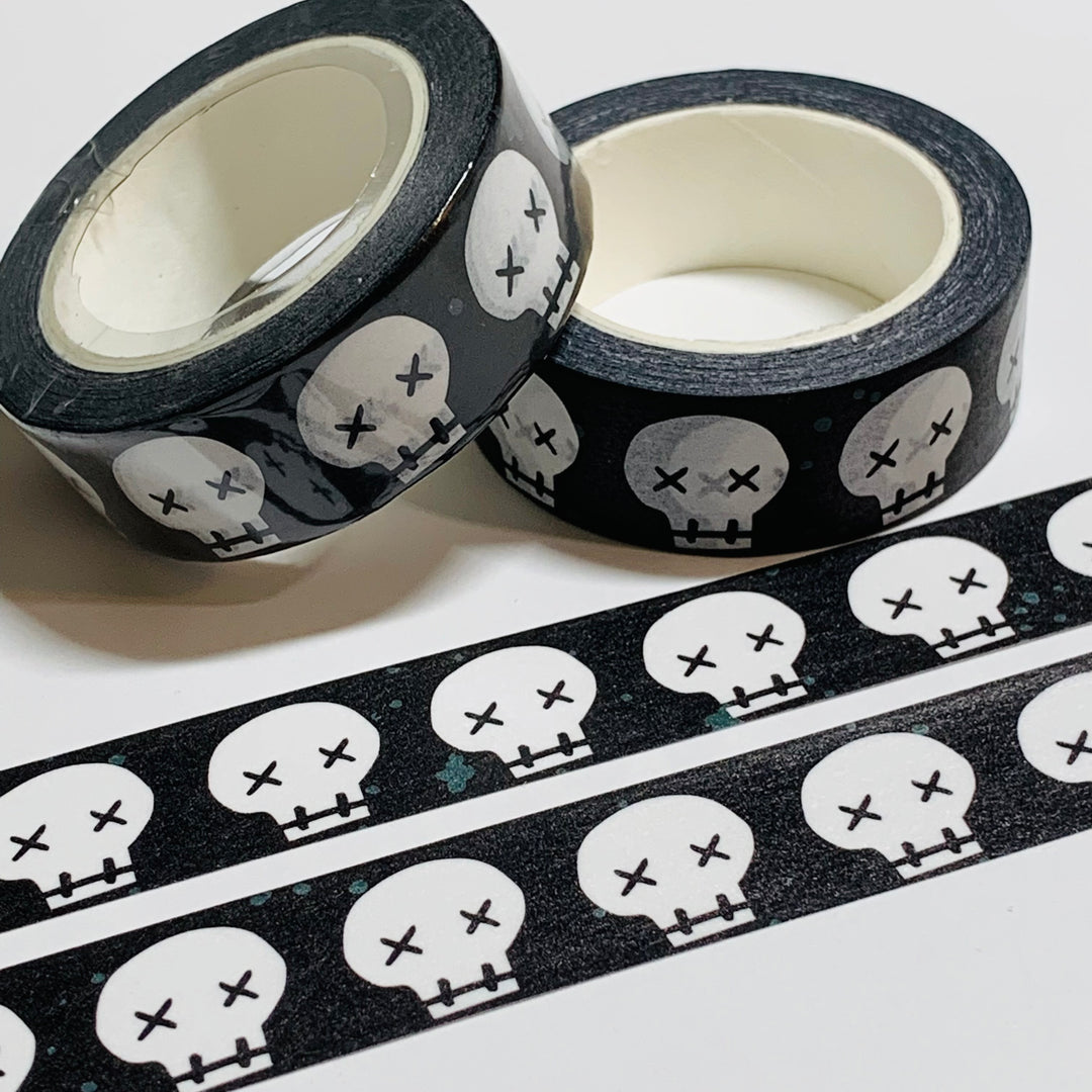 SKULLS With STITCHED EYES & Mouth Halloween Washi Tape ~ 1 Roll ~ 15mm x 10m (33 Feet)