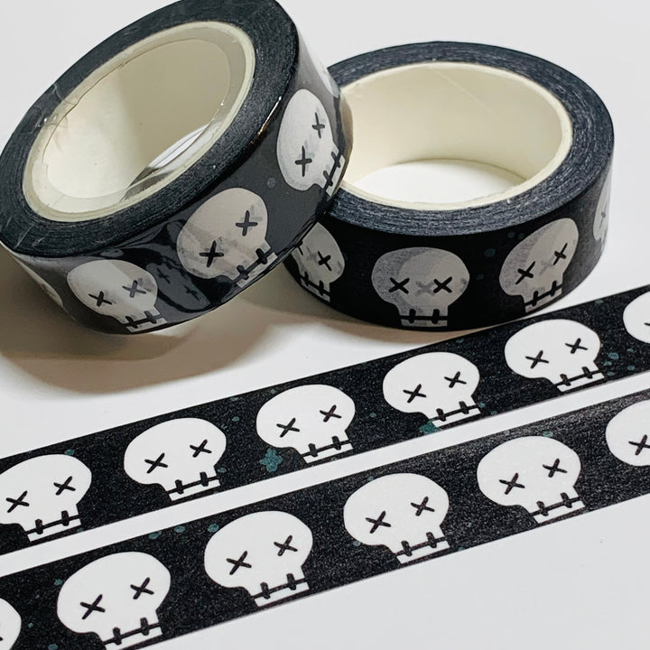 SKULLS With STITCHED EYES & Mouth Halloween Washi Tape ~ 1 Roll ~ 15mm x 10m (33 Feet)