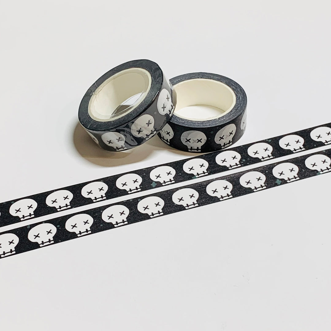 SKULLS With STITCHED EYES & Mouth Halloween Washi Tape ~ 1 Roll ~ 15mm x 10m (33 Feet)