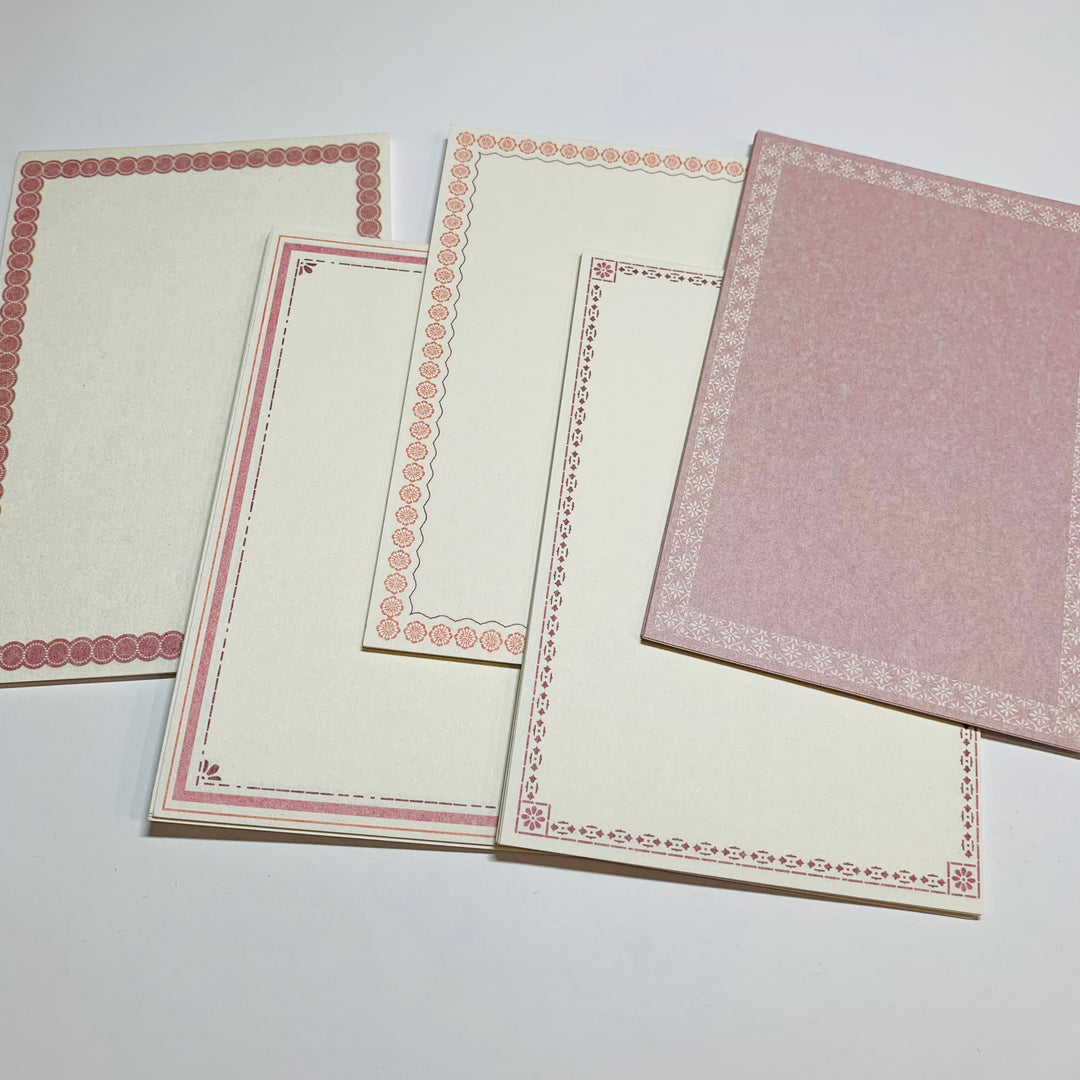 MAUVE CIRCLES BORDER Ephemera Paper Pack ~ 50 Sheets ~ Size 3 1/8 x 4 3/4 Inches