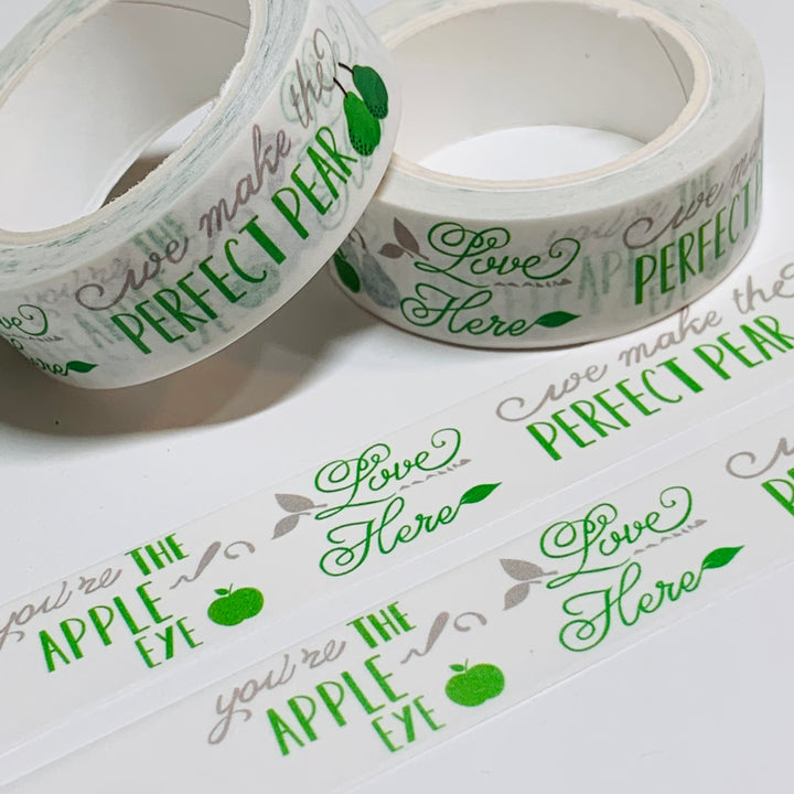 A PERFECT PAIR And APPLE Of My Eye Washi Tape ~ 1 Roll ~ 15mm x 10m (33 Feet)