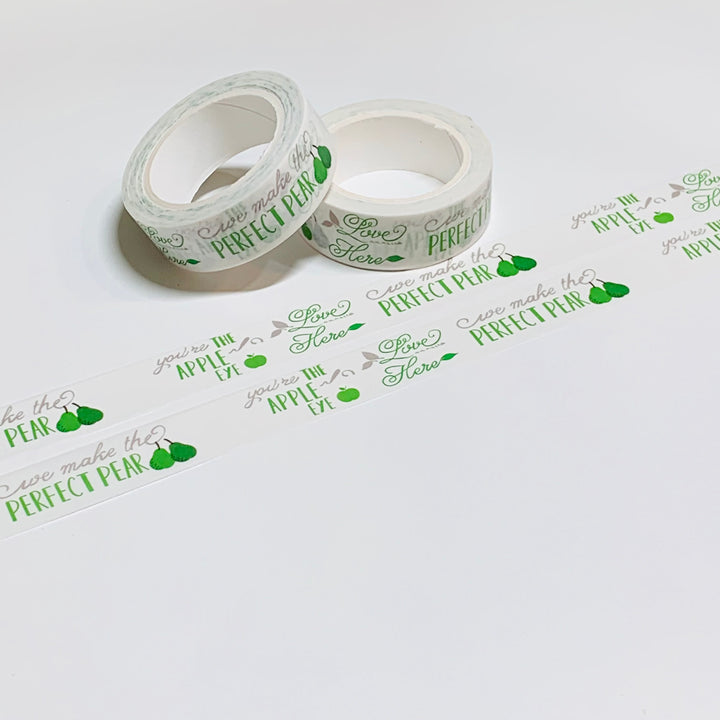 A PERFECT PAIR And APPLE Of My Eye Washi Tape ~ 1 Roll ~ 15mm x 10m (33 Feet)