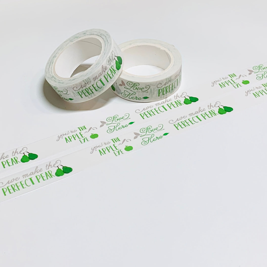 A PERFECT PAIR And APPLE Of My Eye Washi Tape ~ 1 Roll ~ 15mm x 10m (33 Feet)