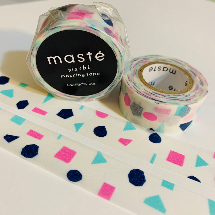 MIXED SHAPES NAVY CONFETTI Maste Washi Tape ~ 1 Roll ~ 15mm x 7m (23 Feet)