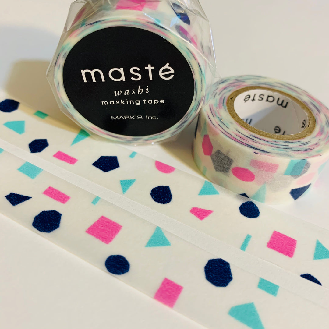 MIXED SHAPES NAVY CONFETTI Maste Washi Tape ~ 1 Roll ~ 15mm x 7m (23 Feet)