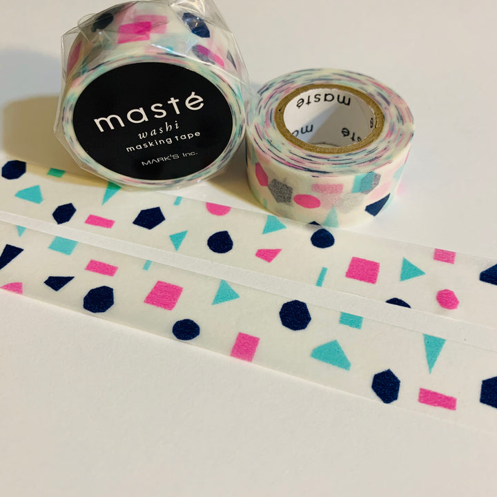 MIXED SHAPES NAVY CONFETTI Maste Washi Tape ~ 1 Roll ~ 15mm x 7m (23 Feet)