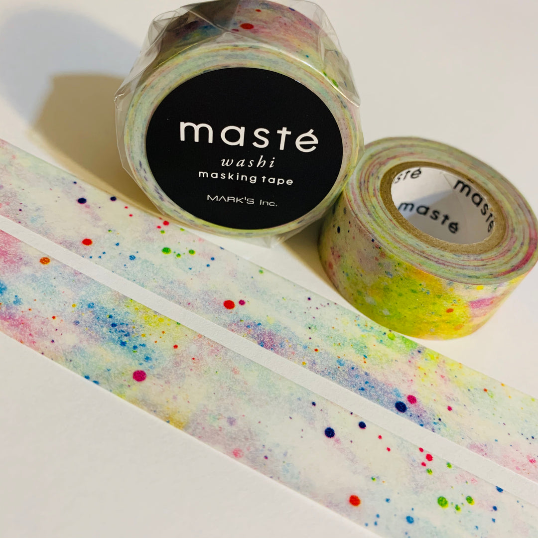 COSMIC RAINBOW SPLOTCHES Maste Washi Tape ~ 1 Roll ~ 15mm x 7m (23 Feet)