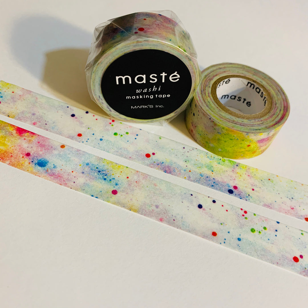 COSMIC RAINBOW SPLOTCHES Maste Washi Tape ~ 1 Roll ~ 15mm x 7m (23 Feet)