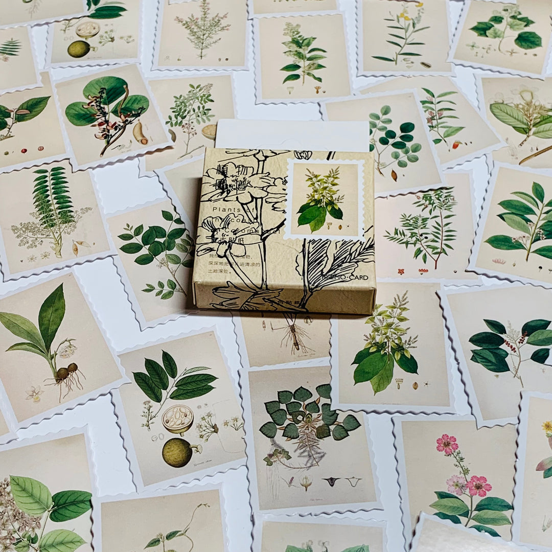 NATURAL FLORAL STAMPS Peelable Stickers  ~ 45 Pieces ~ Each Sticker is 38mm x 38mm