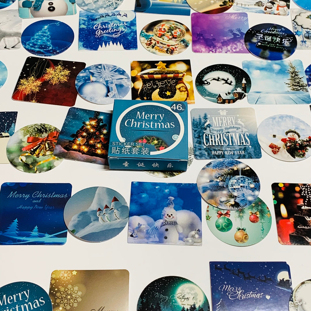 FROSTY WINTER WISHES Peelable Stickers  ~ 46 Pieces ~ Approximately 40mm