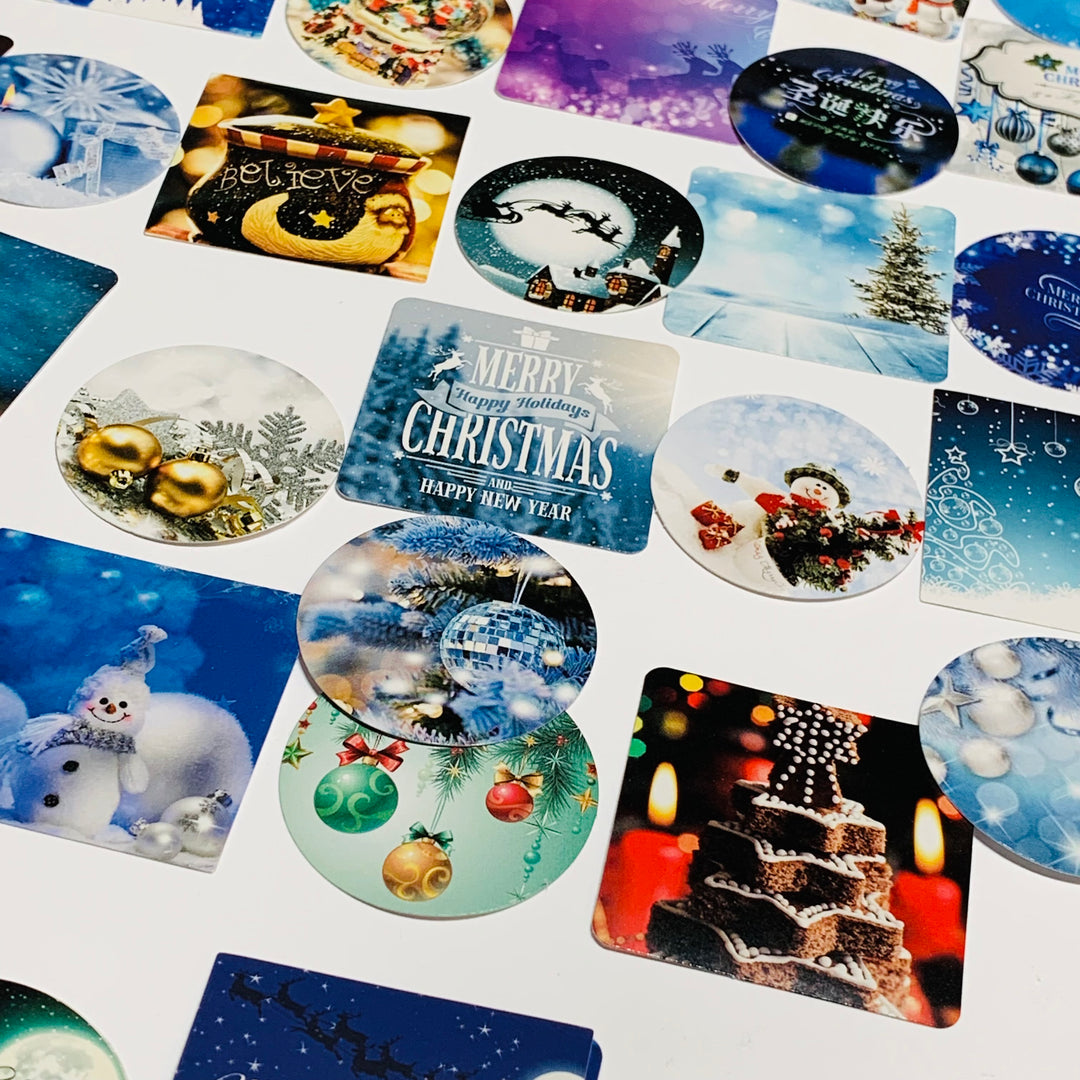 FROSTY WINTER WISHES Peelable Stickers  ~ 46 Pieces ~ Approximately 40mm