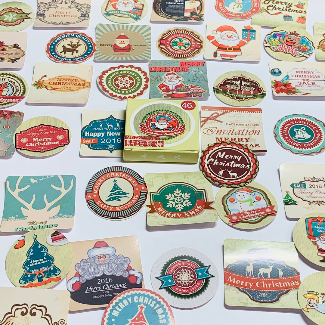 REWIND SEASON'S GREETINGS Peelable Stickers  ~ 46 Pieces ~ Approximately 40mm