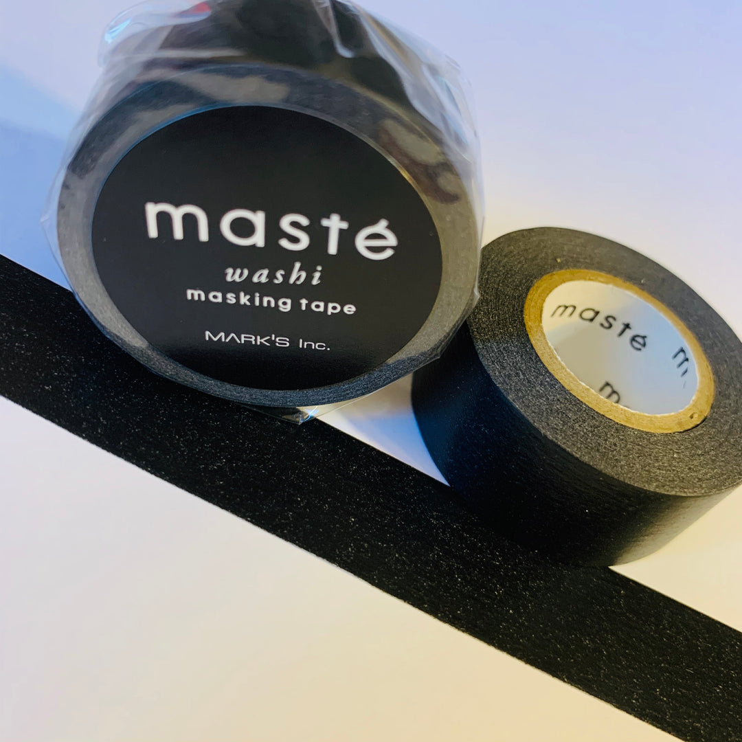 BLACK AS NIGHT Matte Maste Washi Tape ~ 1 Roll ~ 15mm x 7m (23 Feet)