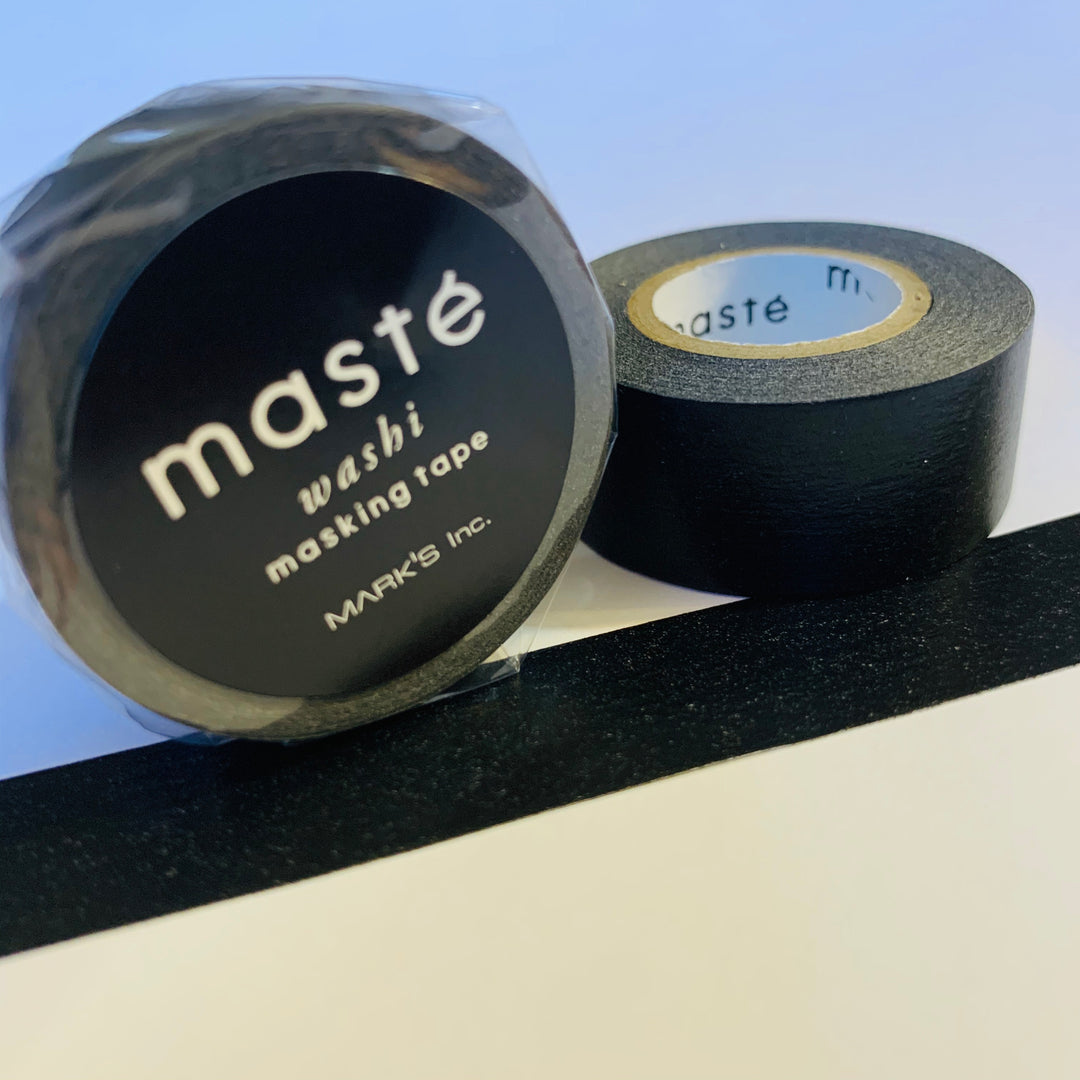 BLACK AS NIGHT Matte Maste Washi Tape ~ 1 Roll ~ 15mm x 7m (23 Feet)