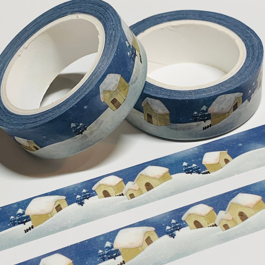 SNOWY ROOF VILLAGE In Winter Washi Tape ~ 1 Roll ~ 15mm x 10m (33 Feet)