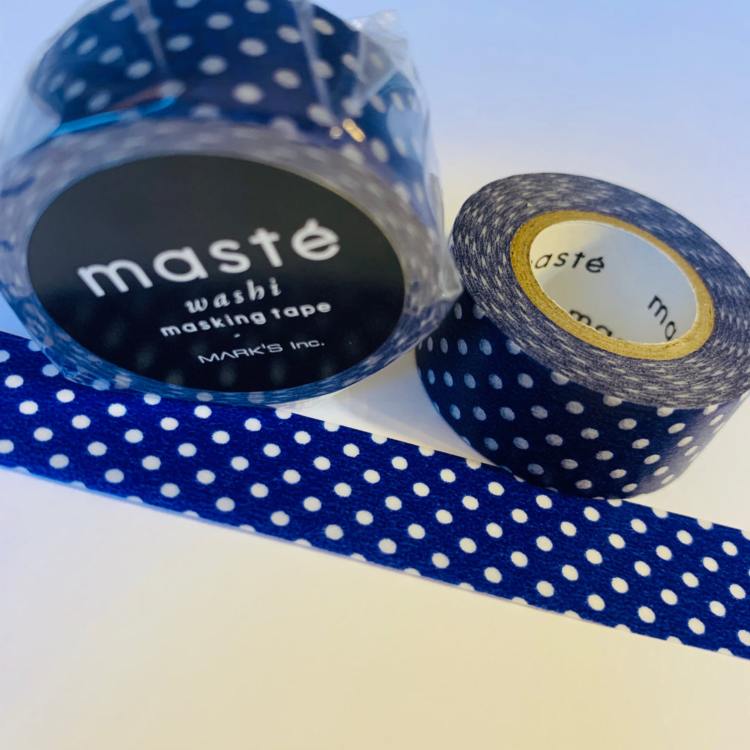 NAVY BLUE SWISS Polka Dot Maste Washi Tape ~ 1 Roll ~ 15mm x 7m (23 Feet)