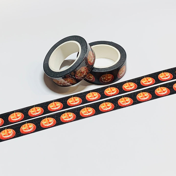 DARK THOUGHTS SILVER Foil Jack-O-Lanterns Halloween Washi Tape ~ 1 Roll ~ 15mm x 10m (33 Feet)