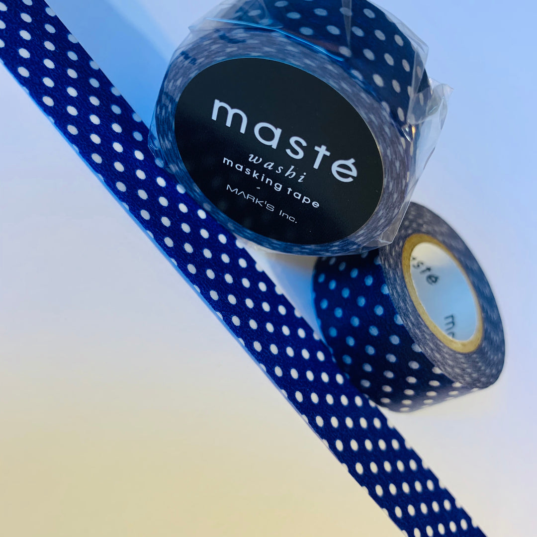 NAVY BLUE SWISS Polka Dot Maste Washi Tape ~ 1 Roll ~ 15mm x 7m (23 Feet)