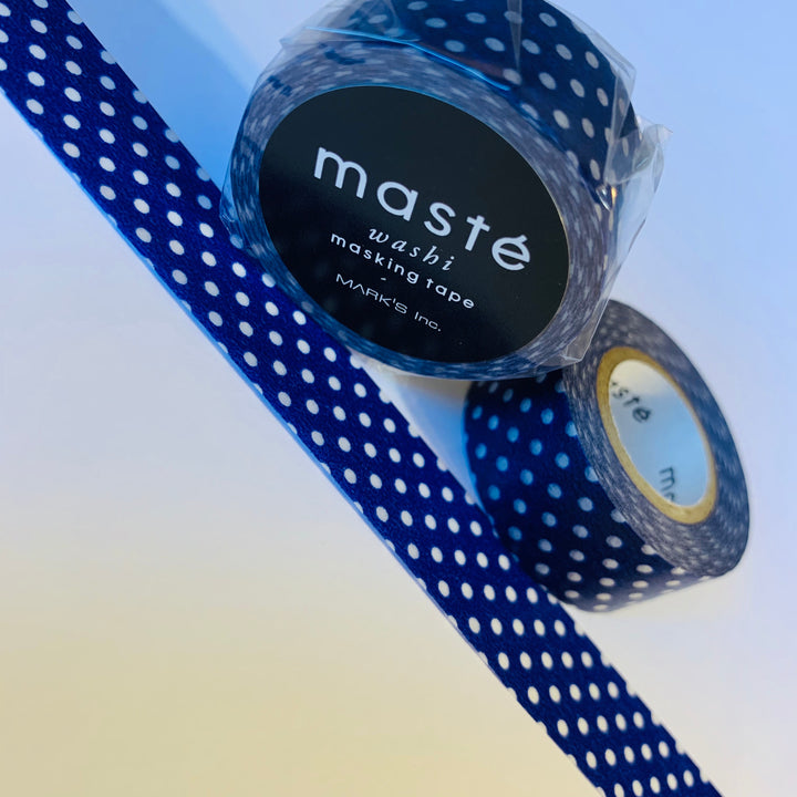 NAVY BLUE SWISS Polka Dot Maste Washi Tape ~ 1 Roll ~ 15mm x 7m (23 Feet)