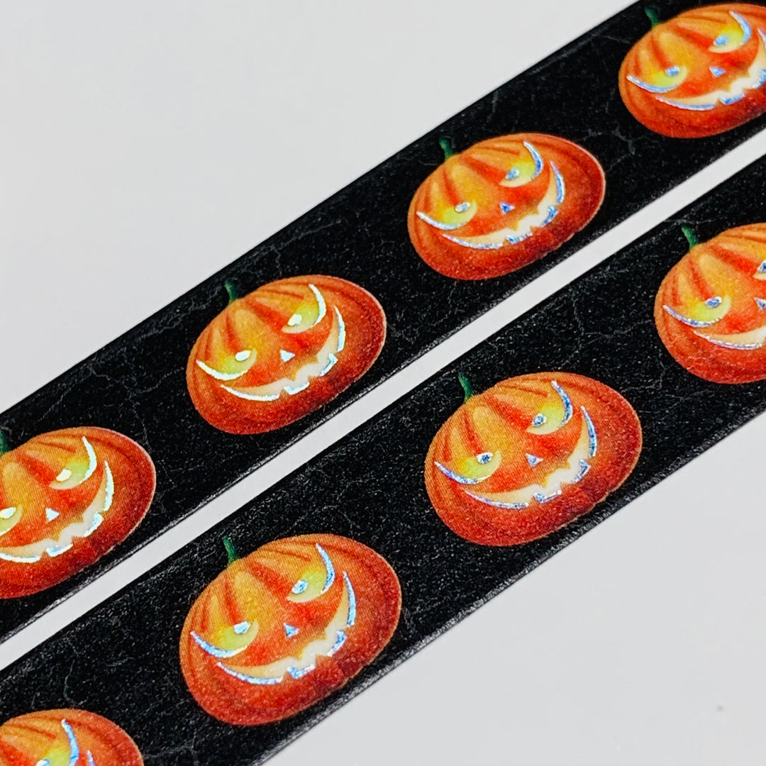 DARK THOUGHTS SILVER Foil Jack-O-Lanterns Halloween Washi Tape ~ 1 Roll ~ 15mm x 10m (33 Feet)