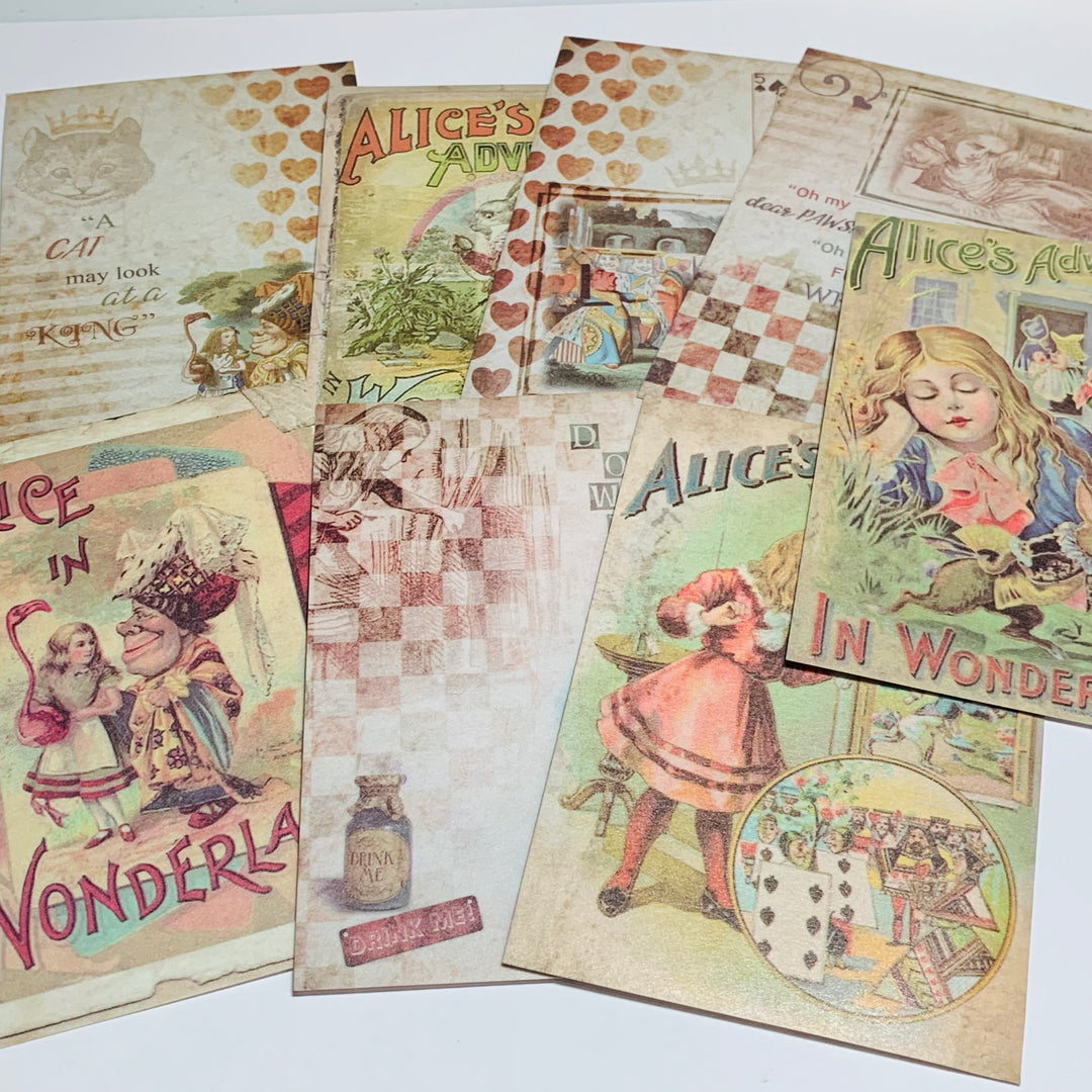 VINTAGE ALICE SLEEPING Ephemera Papers, Tags, Vellum & Stickers Pack ~ 90 Pieces