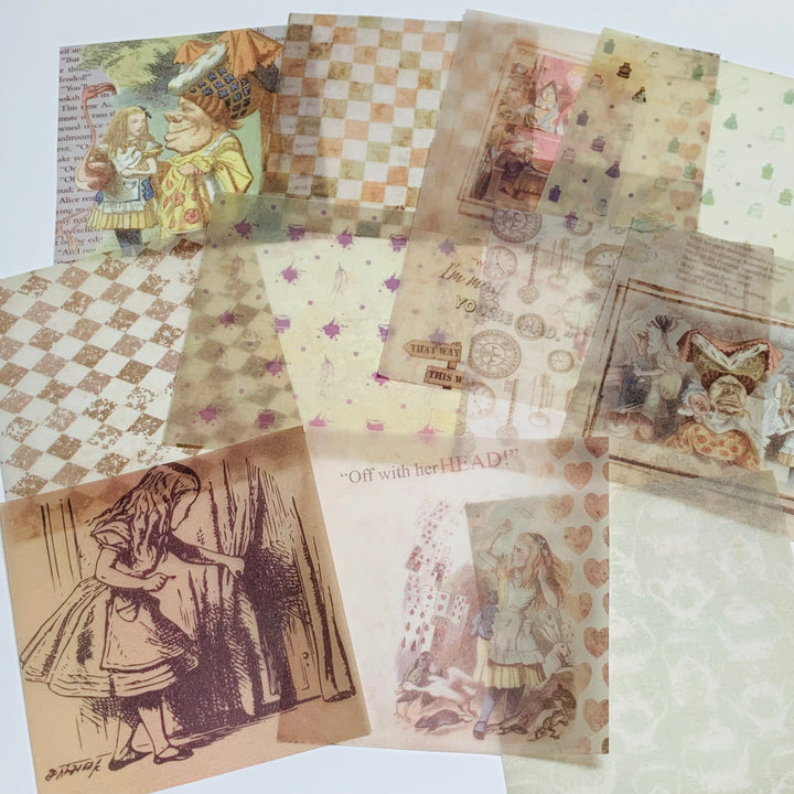 VINTAGE ALICE SLEEPING Ephemera Papers, Tags, Vellum & Stickers Pack ~ 90 Pieces