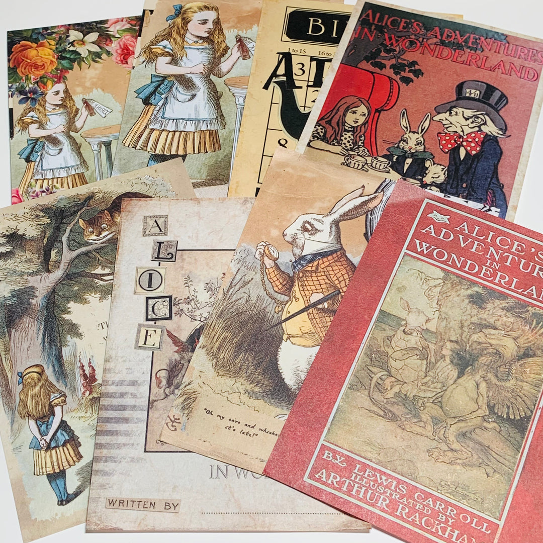 VINTAGE ALICE SLEEPING Ephemera Papers, Tags, Vellum & Stickers Pack ~ 90 Pieces