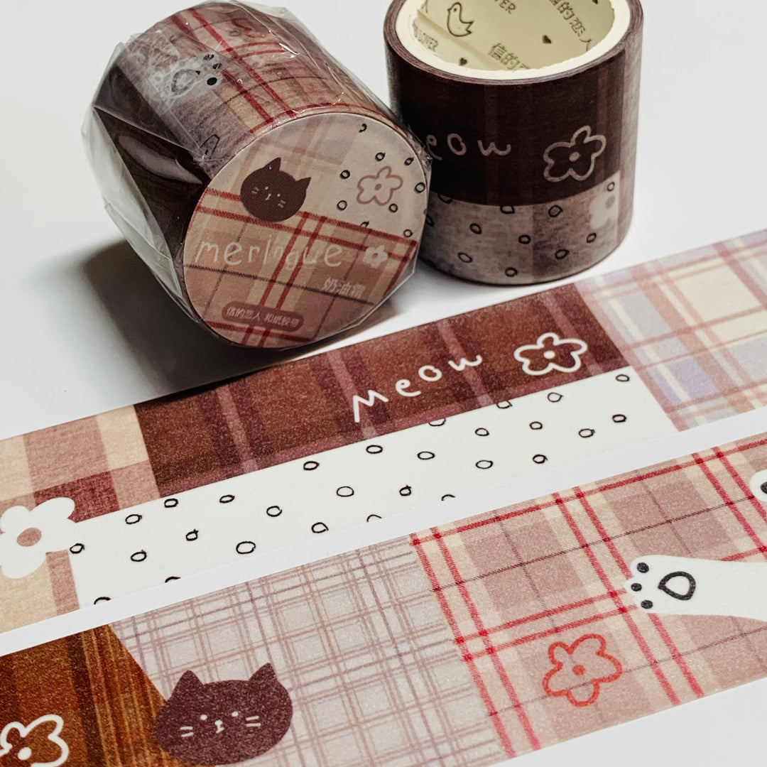 KITTY CAT PLAID Collage Washi Tape ~ 1 Roll ~ 30mm x 3m (10 Feet)