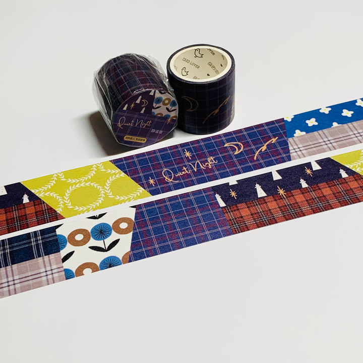 QUIET NIGHT PLAID Collage Washi Tape ~ 1 Roll ~ 30mm x 3m (10 Feet)