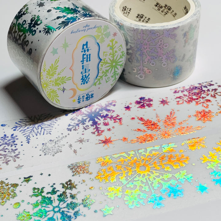 HOLOGRAPHIC SILVER SNOWFLAKES Embossed Washi Tape ~ 1 Roll ~ 30mm x 3m (10 Feet)