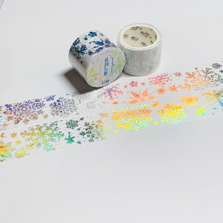 HOLOGRAPHIC SILVER SNOWFLAKES Embossed Washi Tape ~ 1 Roll ~ 30mm x 3m (10 Feet)