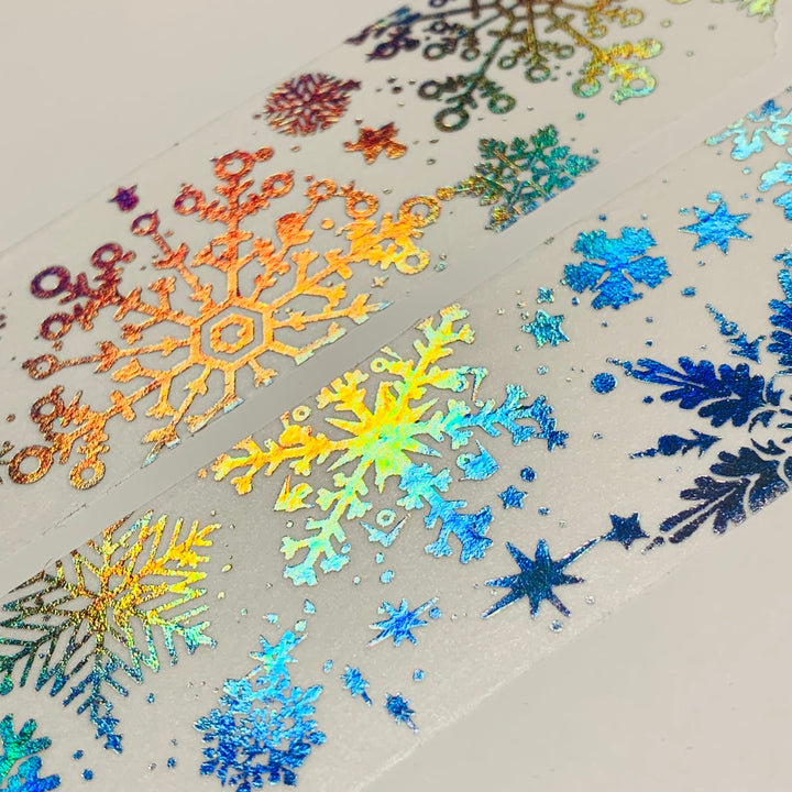 HOLOGRAPHIC SILVER SNOWFLAKES Embossed Washi Tape ~ 1 Roll ~ 30mm x 3m (10 Feet)