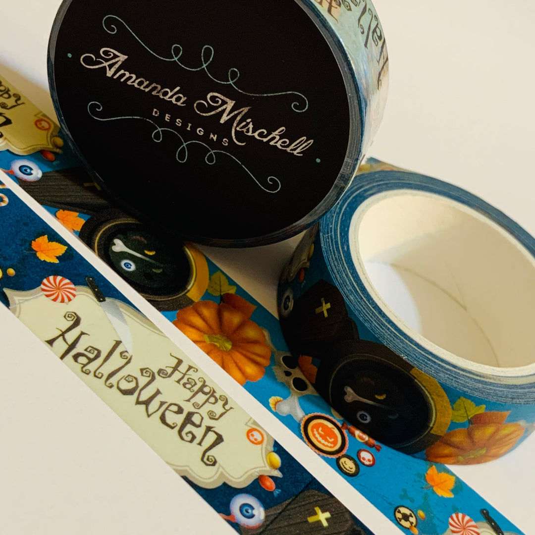 HAPPY PRETTY PUMPKINS Amanda Mischell Washi Tape ~ 1 Roll ~ 15mm x 10m (33 Feet)