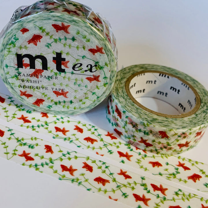 SWIMMING GOLDFISH Mt Washi Tape ~ 1 Roll ~ 15mm x 10m (33 Feet)