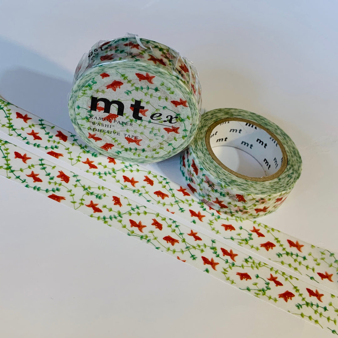 SWIMMING GOLDFISH Mt Washi Tape ~ 1 Roll ~ 15mm x 10m (33 Feet)