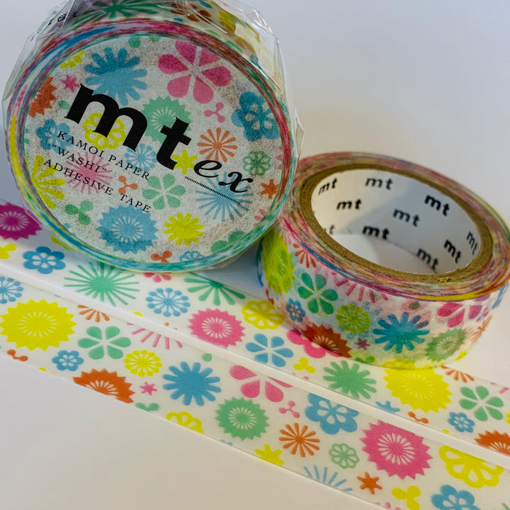 PLAYFUL PASTEL FLOWERS Mt Washi Tape ~ 1 Roll ~ 15mm x 7m (23 Feet)