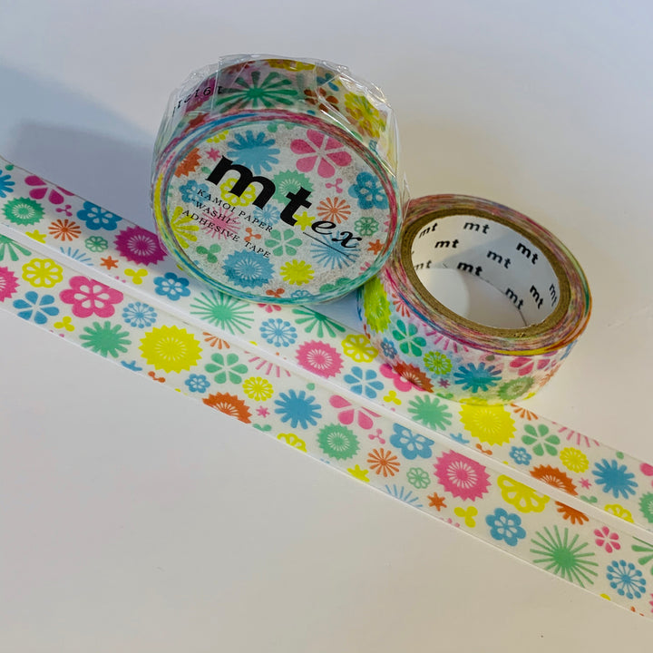 PLAYFUL PASTEL FLOWERS Mt Washi Tape ~ 1 Roll ~ 15mm x 7m (23 Feet)