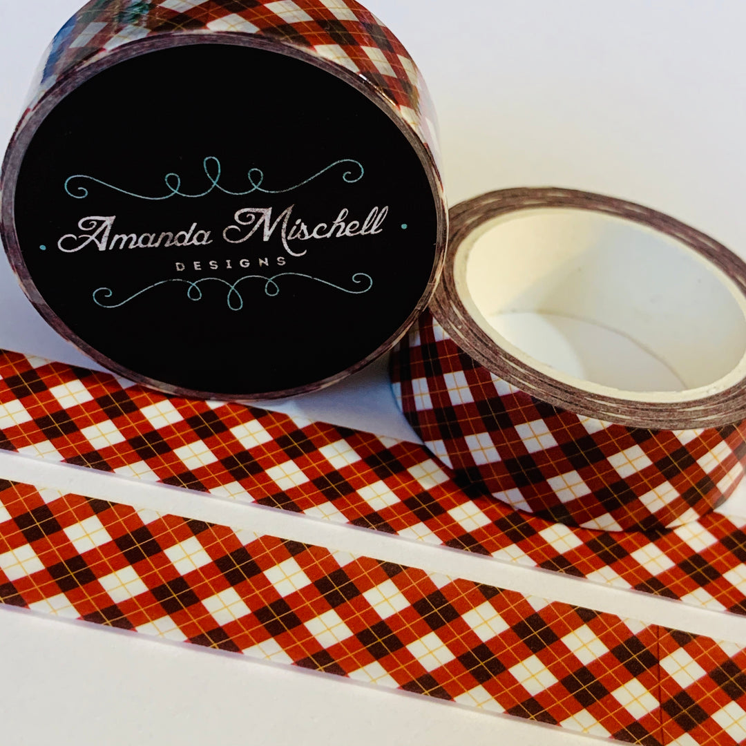 FALL THANKSGIVING PLAID Amanda Mischell Washi Tape ~ 1 Roll ~ 15mm x 10m (33 Feet)